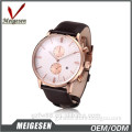 Hot selling multi-funcation quartz genuine leather fashion watches for man